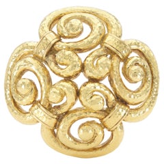 Vintage 1960s Hammered Gold Swirls Brooch