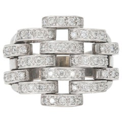 Vintage 1990s 1.50 Carat Round Cut Diamonds Link Ring