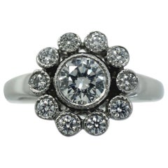 Vintage Tiffany & Co Enchanted Flower Natural Diamond Platinum Halo Cluster Ring