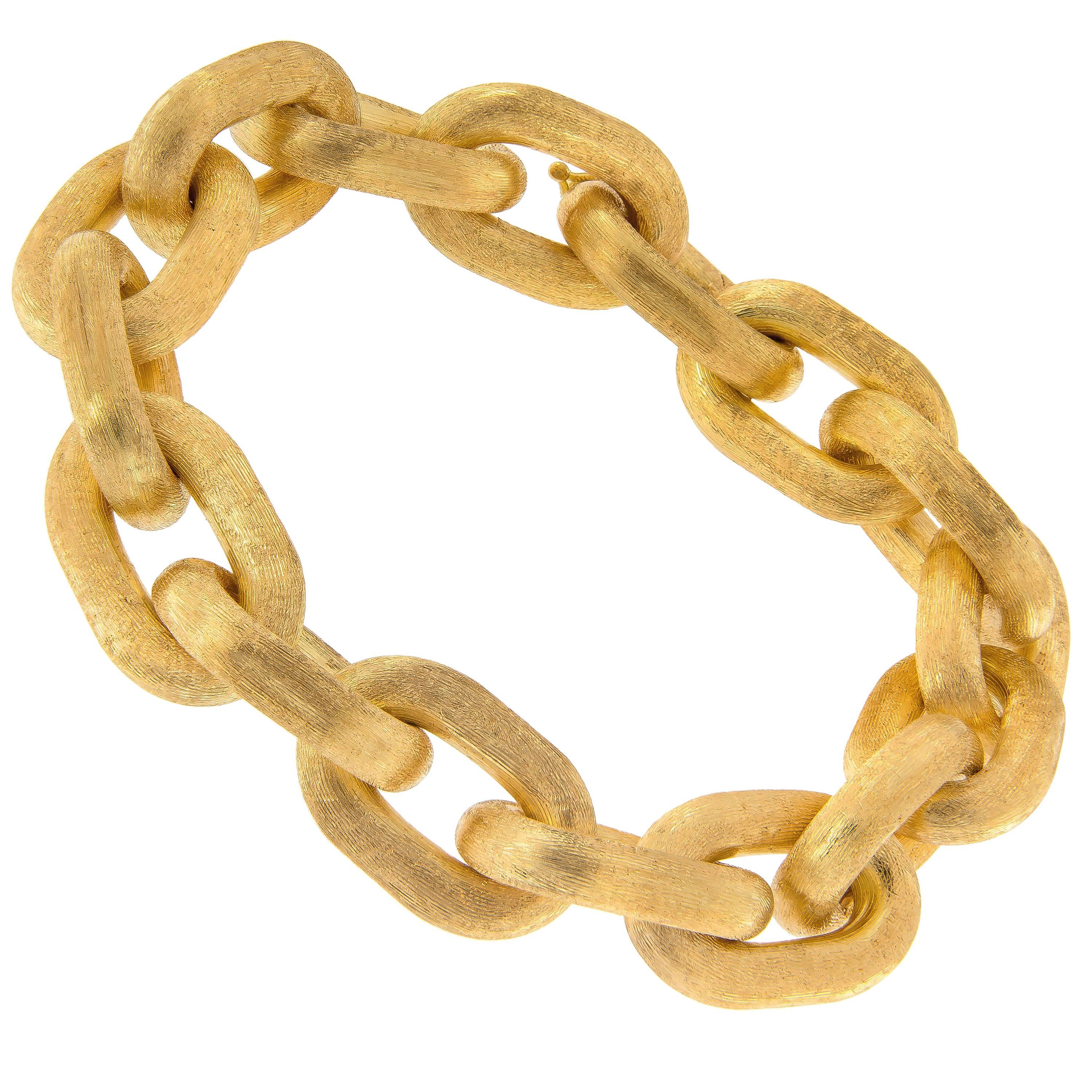 Textured Large Link Gold Bracelet