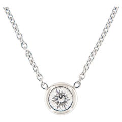 Campanelli and Pear Diamond Solitaire Platinum Necklace