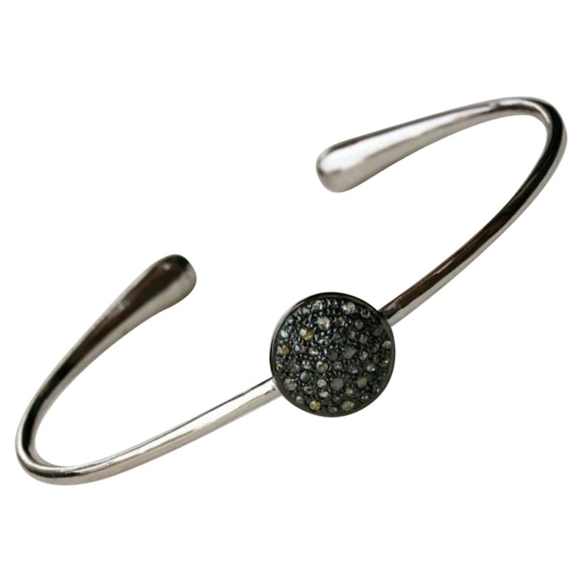 Pave Diamond Disc Cuff Bracelet 925 Silver Diamond Fashion Bracelet Fine Jewelry
