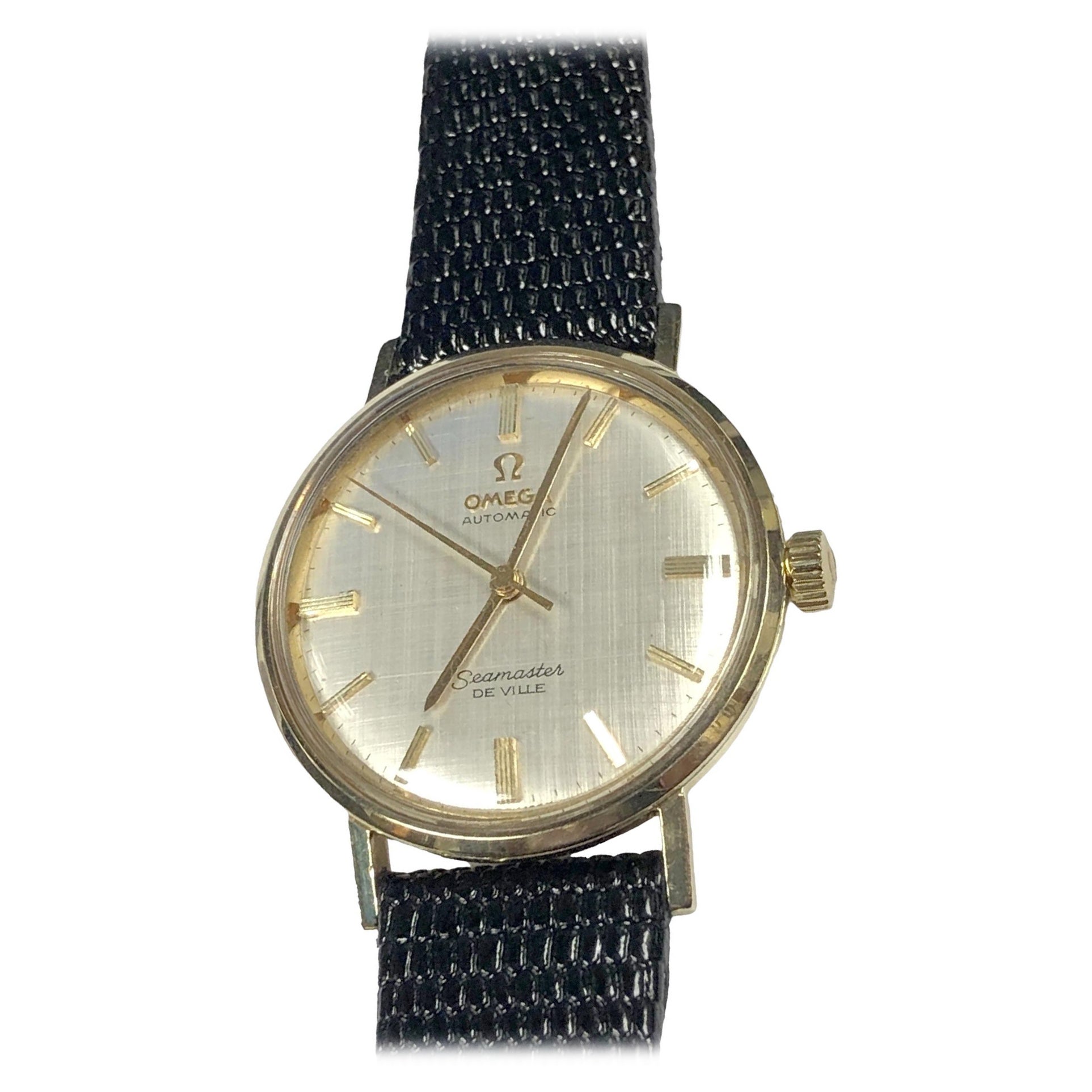 Omega Seamaster De Ville Vintage Yellow Gold Automatic Linen dial Wrist Watch