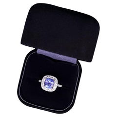 Tiffany & Co. Soleste Cushion Cut Tanzanite Double Row Diamond Ring