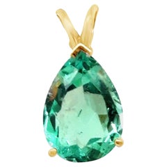 Colgante Collar Esmeralda 7 Quilates Pera Oro Amarillo 14K Piedra de Nacimiento 7ct