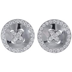 Van Cleef & Arpels Diamond White Gold Button Earclips