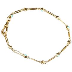 Antique Victorian Turquoise Pearl Gold Bracelet