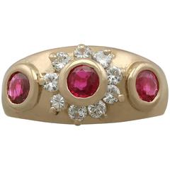 Ruby Diamond Yellow Gold Ring, 1950s 2