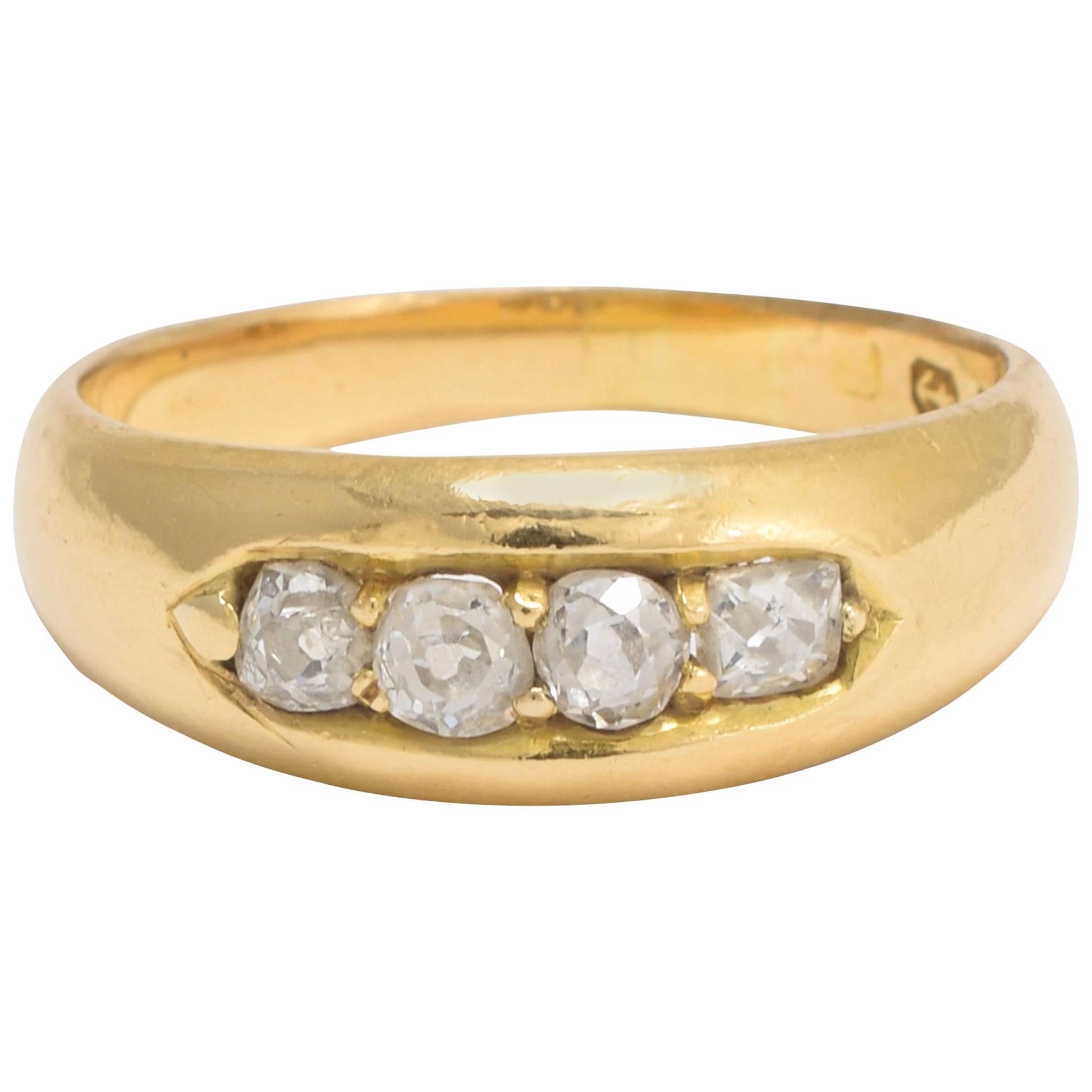 Antique Victorian Four Diamond Gold Band Ring