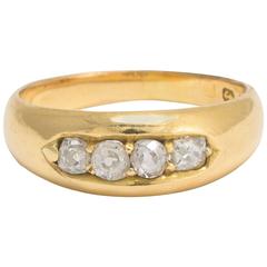 Antique Victorian Four Diamond Gold Band Ring 6