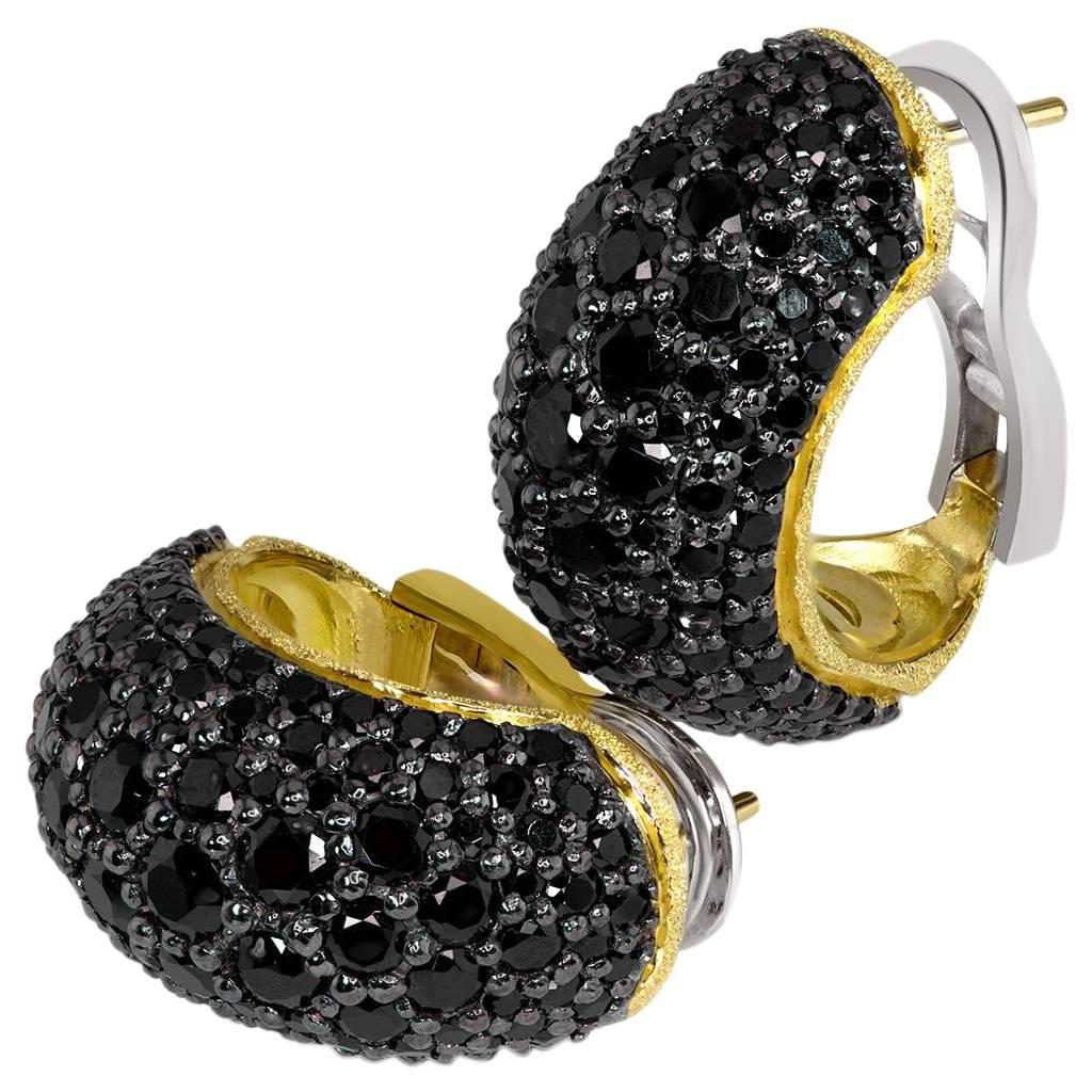 Alex Soldier Spinel Textured Yellow Gold Hoop Earrings Ltd Ed Handmade in NYC