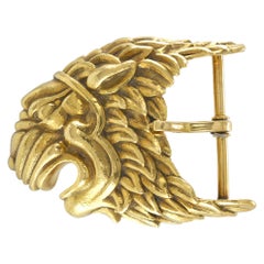 David Webb, boucle de ceinture lion dorée vintage des années 1960