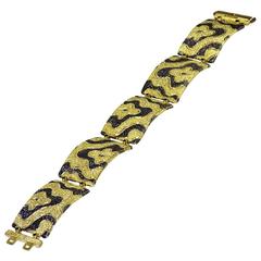 Alex Soldier Diamond Yellow Gold Textured Cora Link Bracelet One of a Kind 6