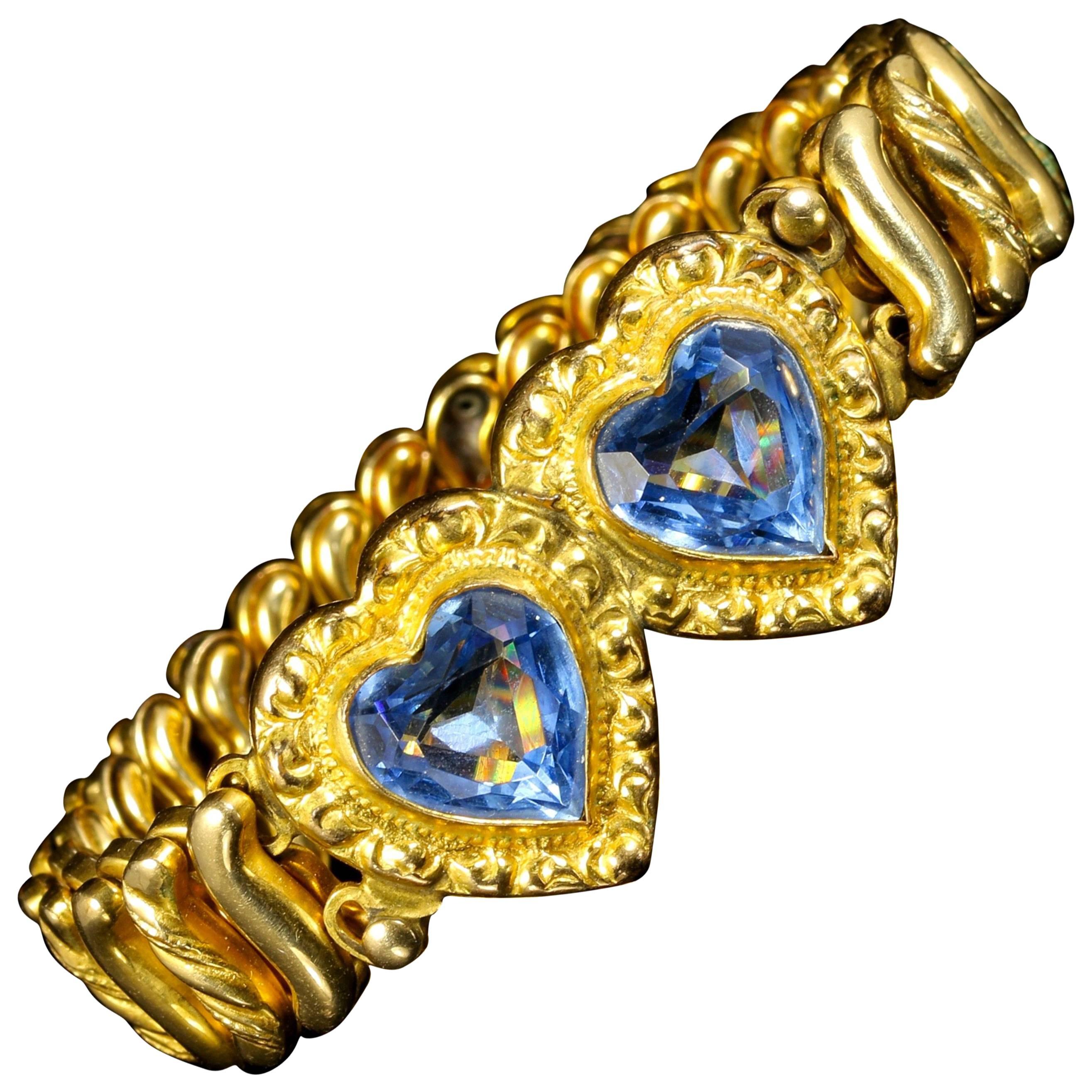 Antique Victorian Rolled Gold Heart Bracelet