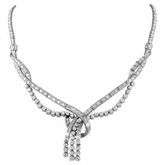 Vintage 18.80ct Round & Baguette Diamond Necklace Platinum