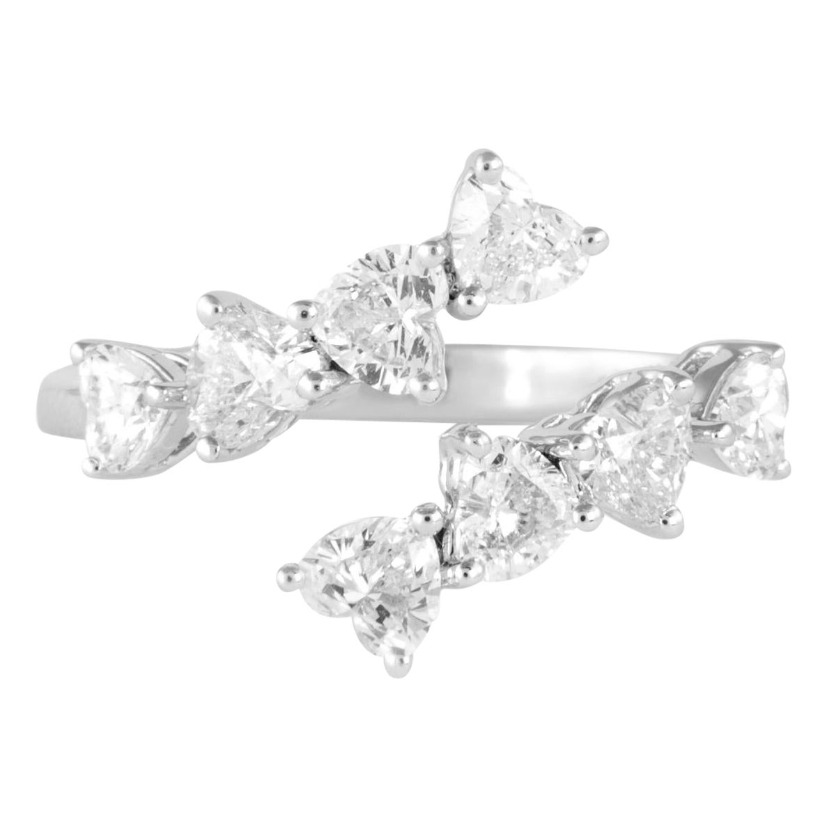 Alexander Beverly Hills 1.40ct Heart Diamond Bypass Ring 18k White Gold