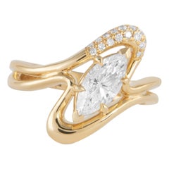 Alexander Beverly Hills Abstrakter Ring 18k Gelbgold mit 1,11 Karat Marquise-Diamant