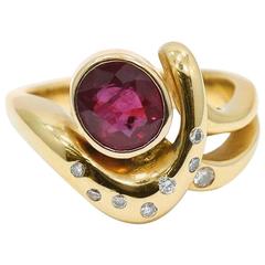 Ruby Diamond Yellow Gold Ring 12