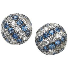Sapphire Diamond White Gold Stripe Earrings 3