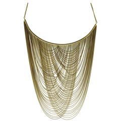Gold Multi Strand Waterfall Choker Drape Necklace 11