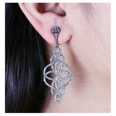 Natural Pave Diamond Designer Earring For Women 925 Silver Diamond Earring.