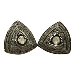 Pave Diamond Trillion Shape Stud Earring 925 Silver Diamond Daily Wear Earring.