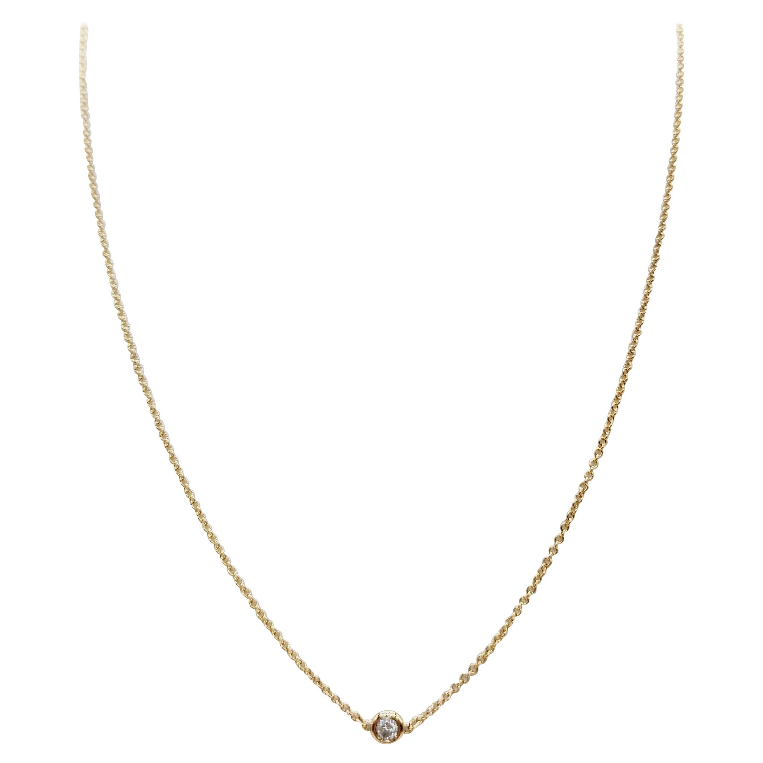 0.13 Carat Natural Diamond by the Yard Necklace 14 Karat Yellow Gold 18''