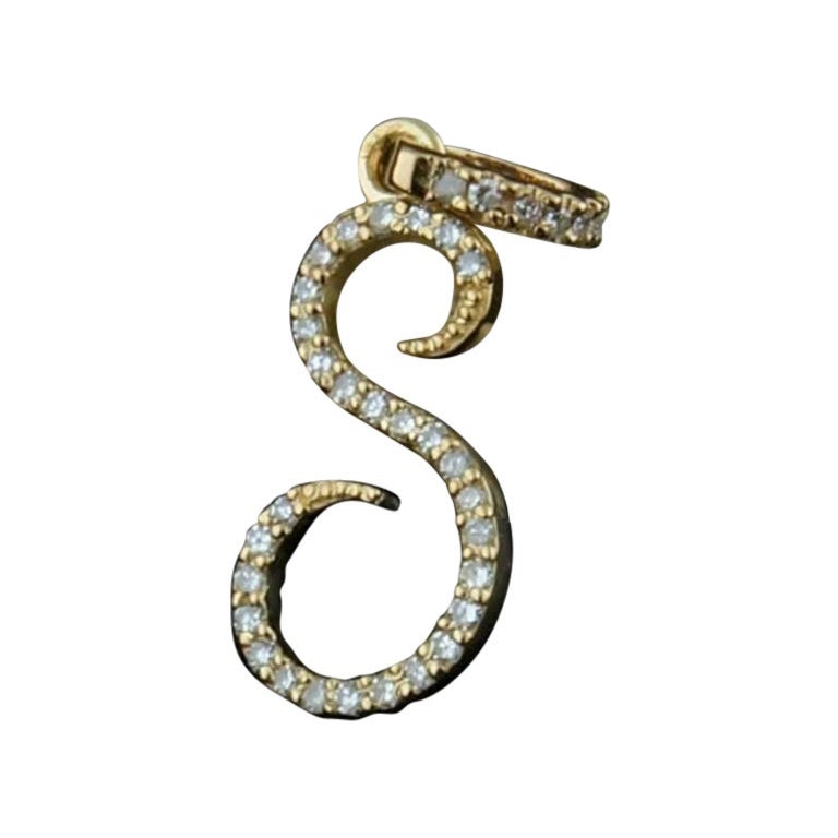 Initial Pendant 14k Solid Gold Diamond Alphabet Personalised Initial Jewelry.