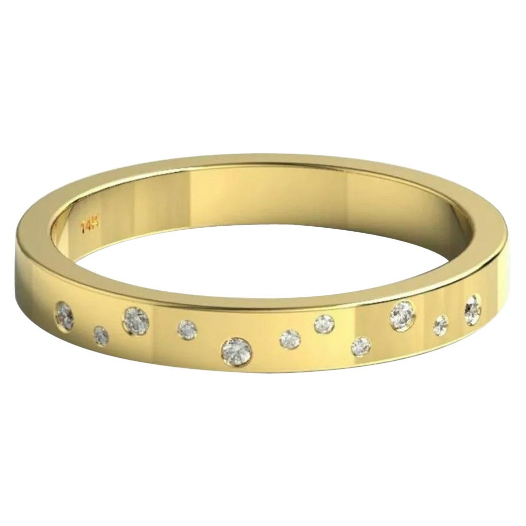 Fede nuziale con diamante Anello impilabile con diamante in oro giallo 14K