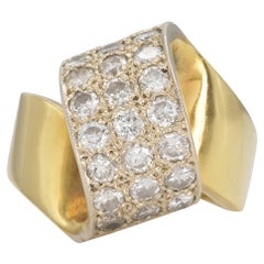 Anello d'oro vintage anni '80 con diamanti