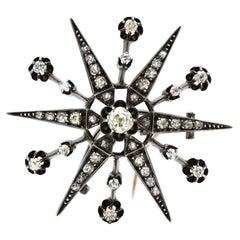 Antica spilla georgiana a stella con diamante da 2.50 carati