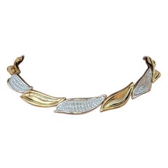 5 Karat Pave Diamant-Blatt-Halskette aus 18 Karat Gelbgold mit Diamanten