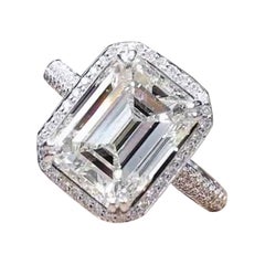 GIA Certified 5.00 Carats Emerald Shape Diamond 18K Gold Solitaire Ring