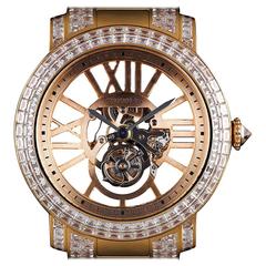 Cartier Rose Gold Unique Diamond Set Tourbillon Skeleton Wristwatch 1
