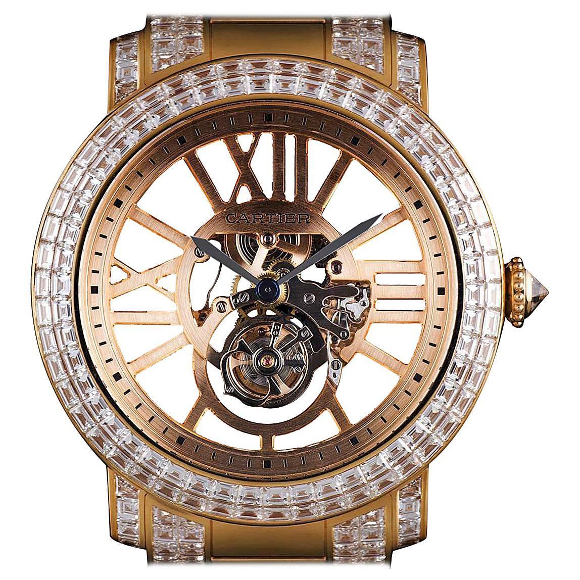 cartier skeleton watch rose gold