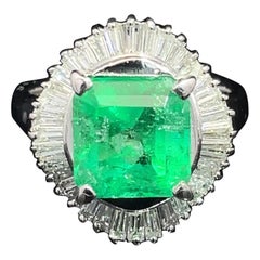 Platinum Ballerina Emerald and Diamond Ring