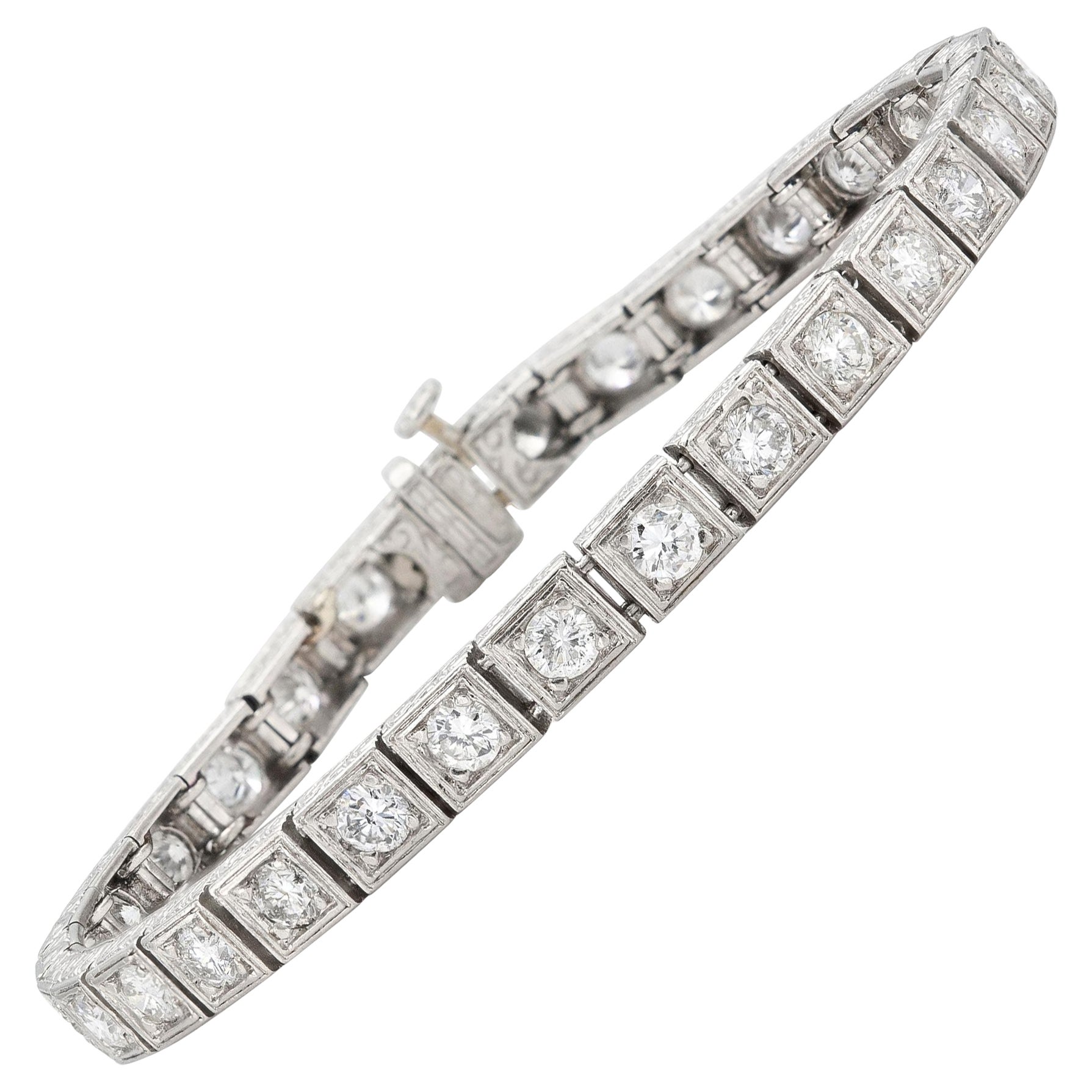 Bracciale vintage anni '40 con linea di diamanti da 5,15 carati