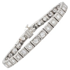 Bracelet ligne de diamants 5,15 carats vintage des années 1940