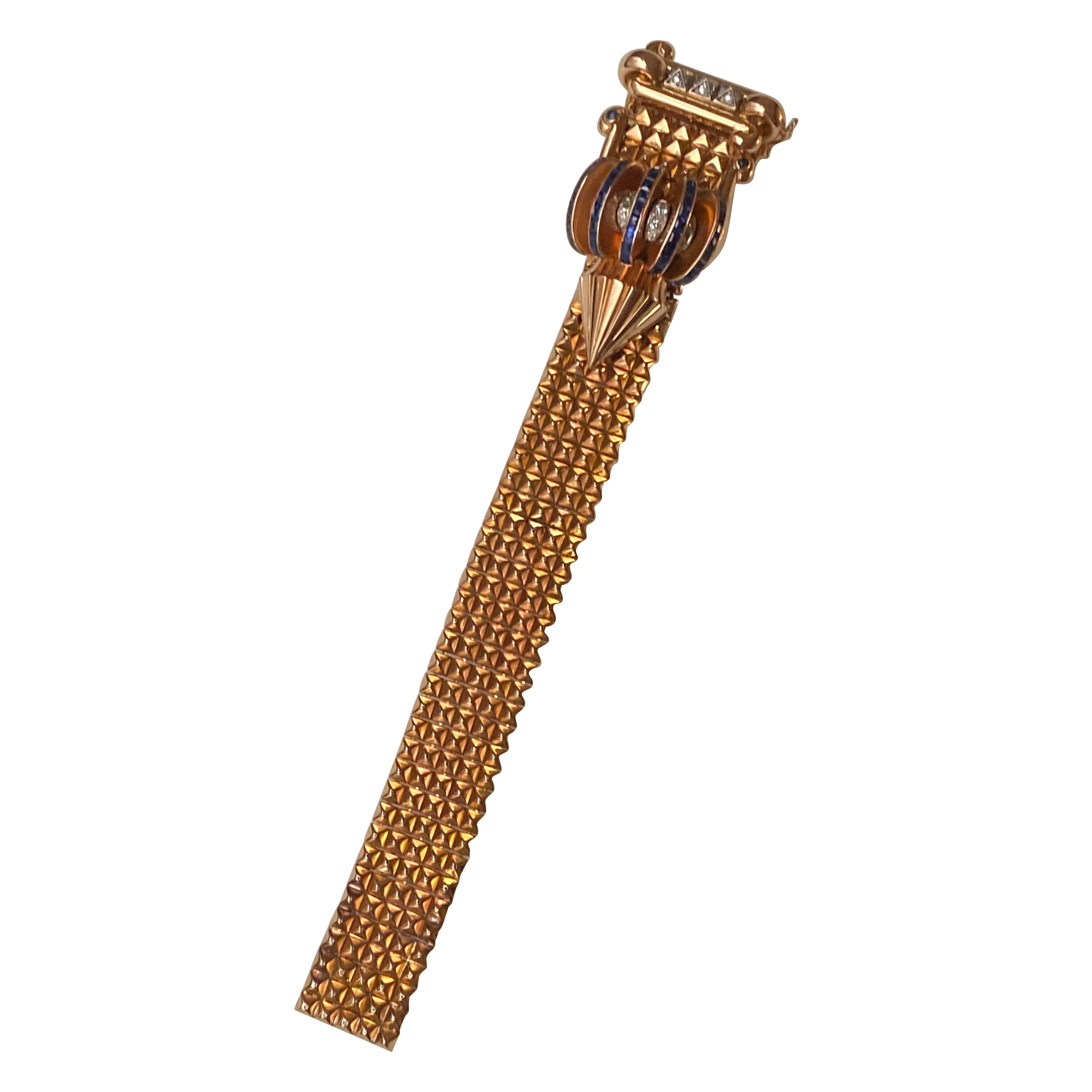 Mauboussin Sapphire and Diamond Belt Bracelet, French Design