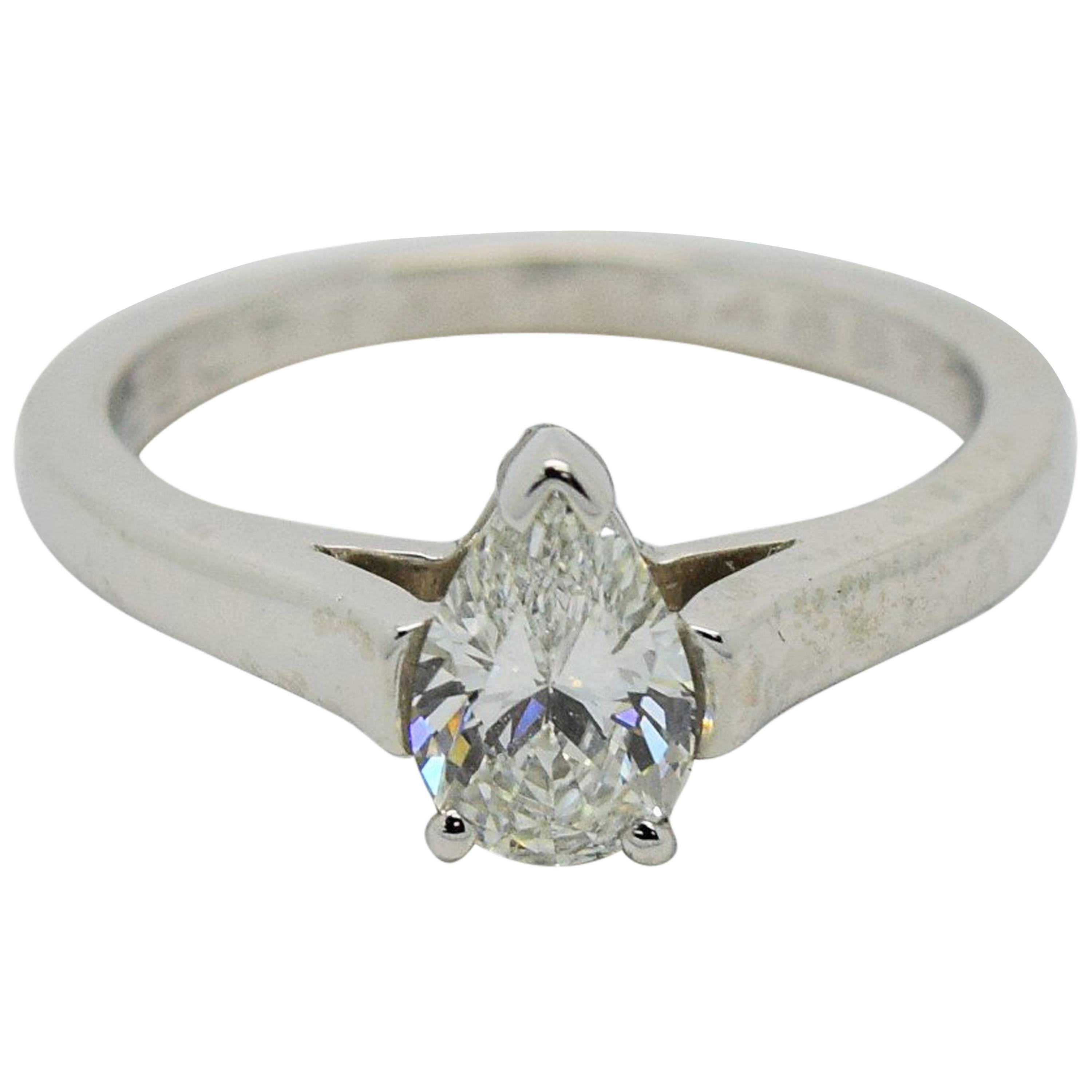 Tiffany & Co. Pear Shape Diamond Platinum Engagement Ring For Sale