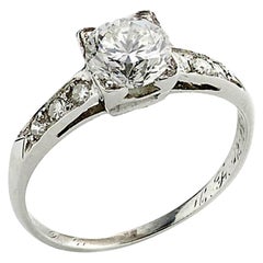 Vintage Art Deco Round Brilliant-Cut 1.01 Carat Diamond and Platinum Solitaire Ring