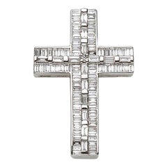 Diamond and White Gold Cross Pendant, 0.72 Carat