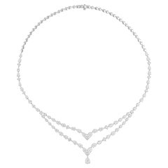 Natural 13.14 Carat SI/H Pear Shape Diamond Necklace 18 Karat White Gold Jewelry