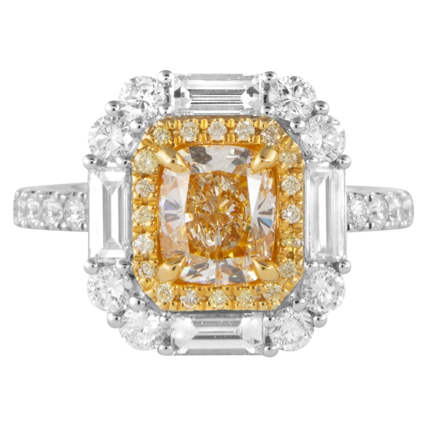Alexander Beverly Hills Anillo de diamantes amarillos fantasía de 1,20 ct 18k Dos tonos en venta