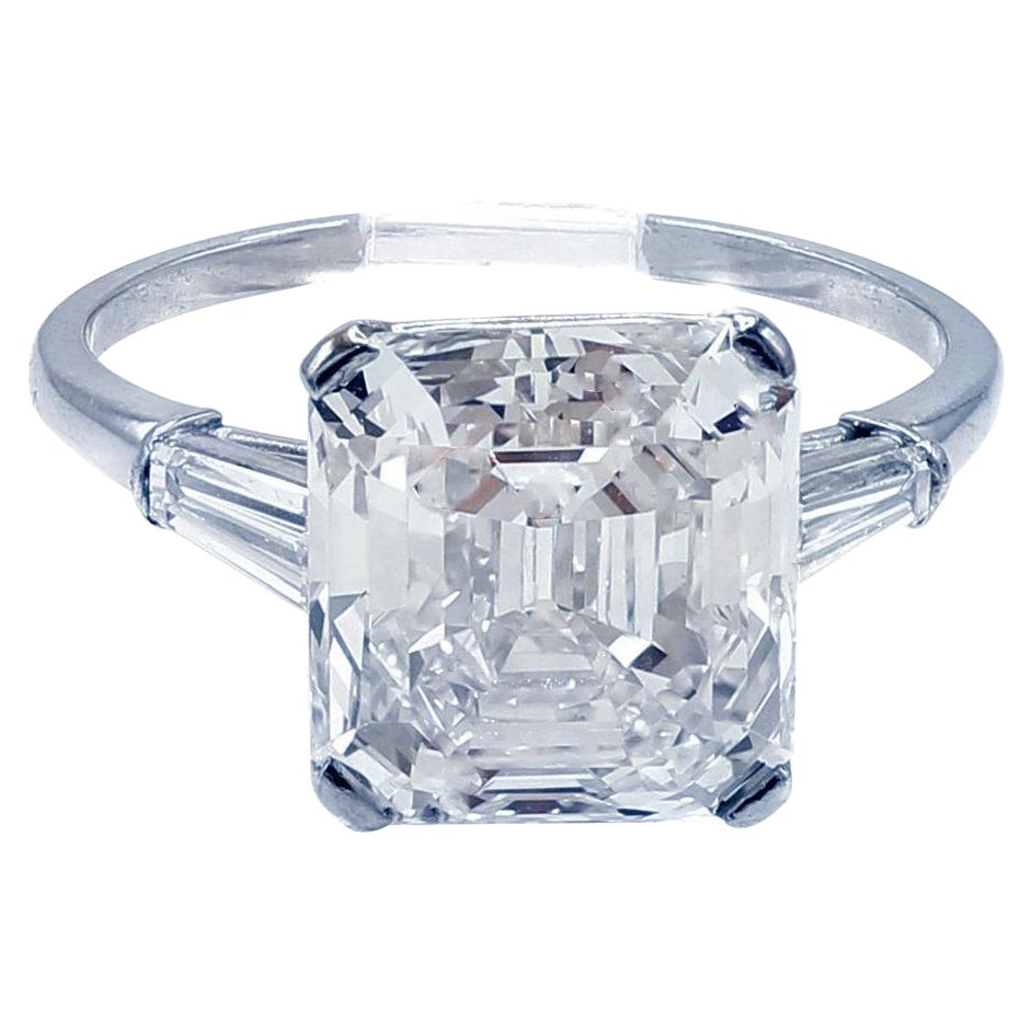 Raymond Yard Art Deco Asscher Cut Diamond Platinum Ring
