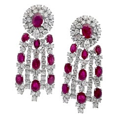 PIRANESI Oval Ruby and Round Brilliant Cut Diamond 32.0 carat Chandelier Earring