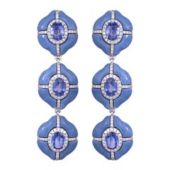 Set in 18K Gold, Ceylon Blue Sapphires, Blue Opals & Diamonds Chandelier Earring