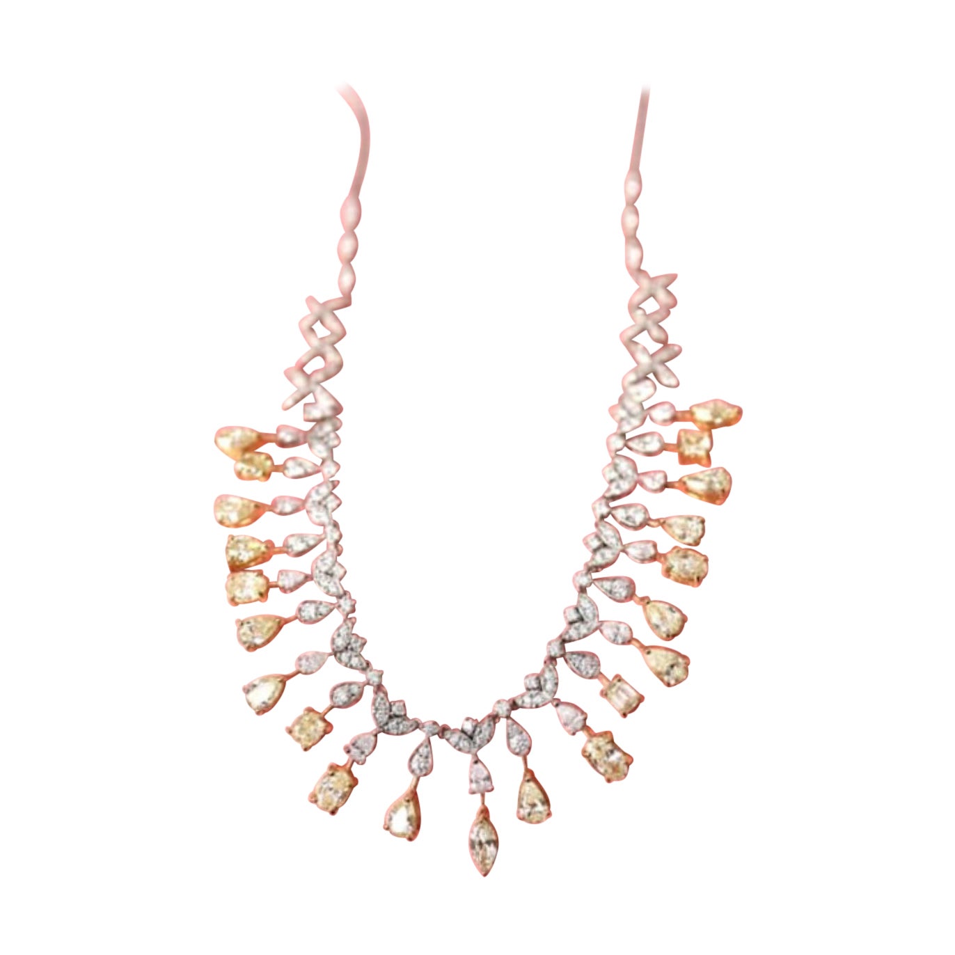 17,90 Karat Ausgefallene gelbe/weiße Diamanten 18K Gold Halskette