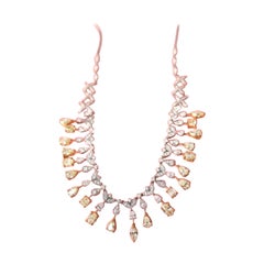 17.90 Carats Fancy Yellow/White Diamonds 18K Gold Necklace