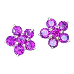 Purple garnet  rhodolite garnet stud earrings in 925 sterling silver
